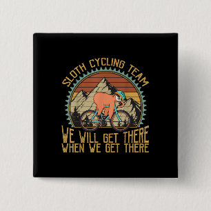 Sloth Cycling Team Vintag Retro Sunset Button