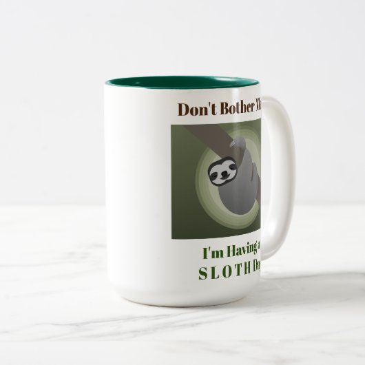 Sloth Day Niedlich Funny Spaß Zweifarbige Tasse (VorderseiteRechts)