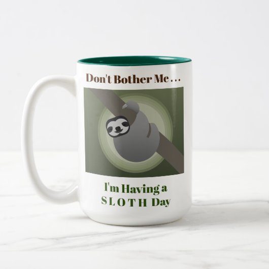 Sloth Day Niedlich Funny Spaß Zweifarbige Tasse (Links)