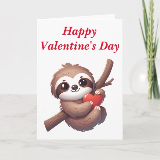 Sloth, der den Valentinstag des Herzens hält Karte (Vorderseite)