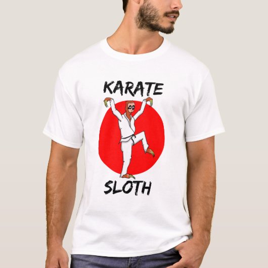Sloth Doing Karate Japan Flag T-Shirt (Vorderseite)