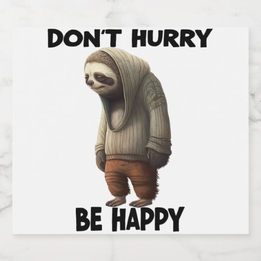 Sloth Dont Eile Be Happy Schaumweinetikett (Einzelnes Label)
