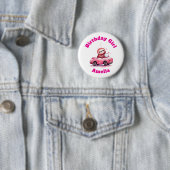 Sloth Driving a Pink Convertible Birthday Girl Button (Beispiel)