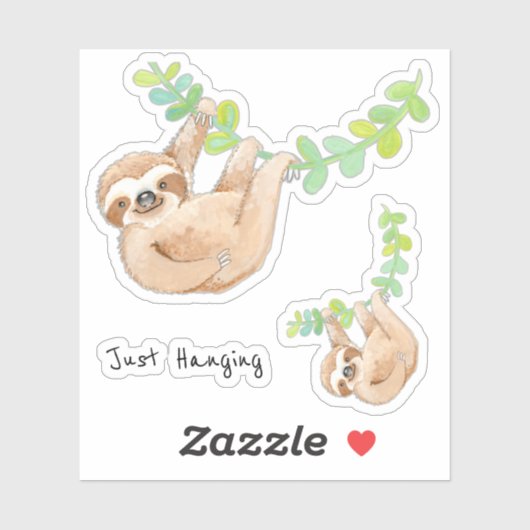 Sloth Dschungel Vines einfach hängend Aufkleber (Blatt)