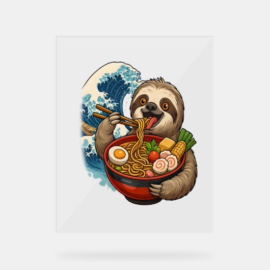 Sloth Eating Japanese Ramen Acrylschild (Vorderseite)