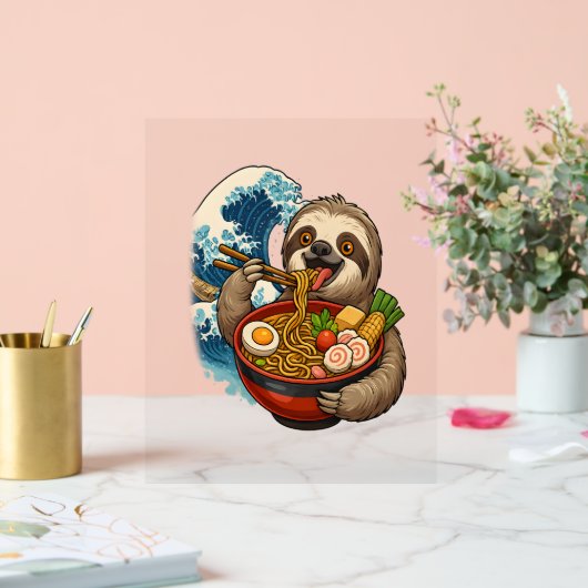 Sloth Eating Japanese Ramen Acrylschild (Hochzeit)