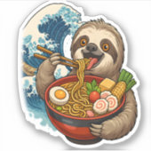 Sloth Eating Japanese Ramen Aufkleber (Vorderseite)