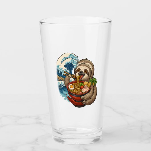 Sloth Eating Japanese Ramen Glas (Vorderseite)