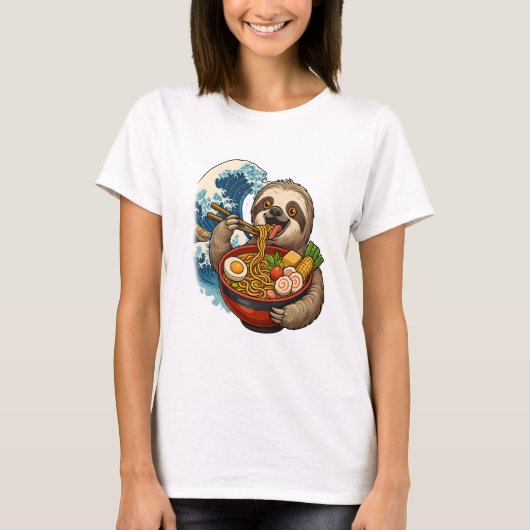 Sloth Eating Japanese Ramen T-Shirt (Vorderseite)