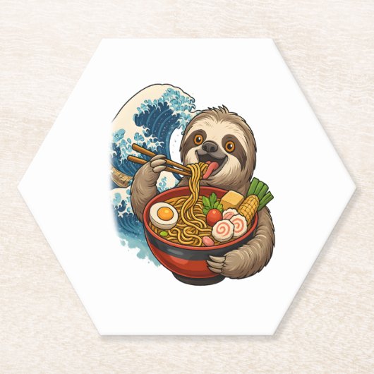 Sloth Eating Japanese Ramen Untersetzer (Vorderseite)