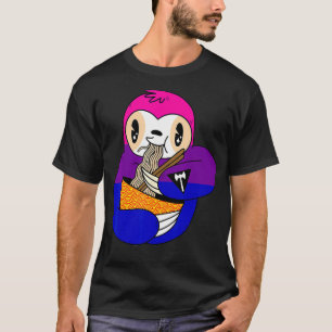 Sloth Eating Ramen LGBTQ Süße Tier Bisexual Prid T-Shirt
