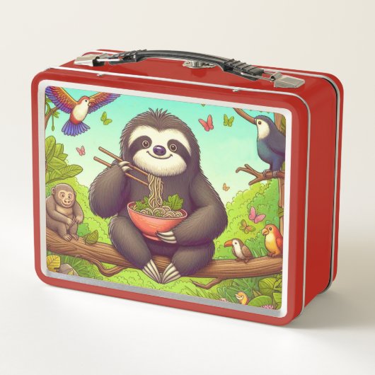 Sloth Eating Ramen Metall Brotdose (Rückseite)