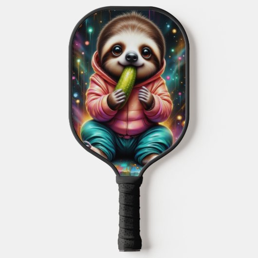 sloth eats a pickle cute cartoon pickleball schläger (Vorderseite)