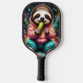 sloth eats a pickle cute cartoon pickleball schläger (Rückseite)