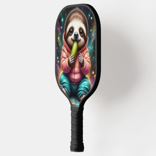 sloth eats a pickle cute cartoon pickleball schläger (Links)