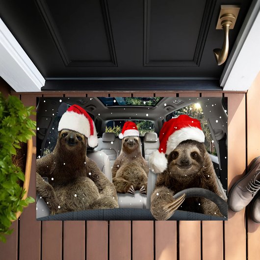 Sloth fährt Auto Weihnachtsschnee Weihnachten Weih Fußmatte