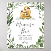 Sloth Family Baby Dusche Mimosa Bar Sign Poster (Vorne)