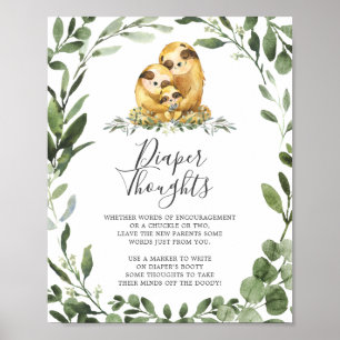 Sloth Family Baby Dusche Windeln Gedanken Untersch Poster