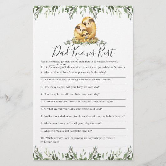 Sloth Family Baby Shower Vater kennt das beste Spi (Vorderseite)