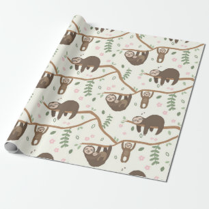 Sloth Family New baby Dusche Kinder Geschenkpapier