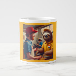 Sloth Fast Food Worker Jumbo-Tasse