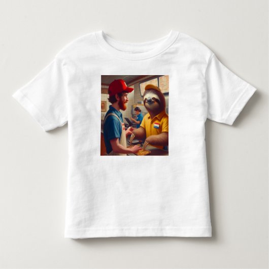 Sloth Fast Food Worker Kleinkind T-shirt (Vorderseite)