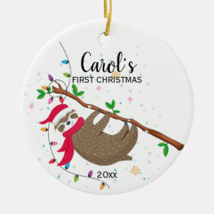 Sloth First Christmas lustig Keramik Ornament