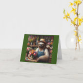 Sloth Florist Karte (Gelbe Blume)