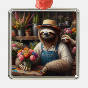 Sloth Florist Ornament Aus Metall