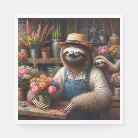 Sloth Florist Serviette (Vorderseite)