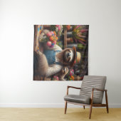 Sloth Florist Wandteppich (Beispiel (Horizontal))