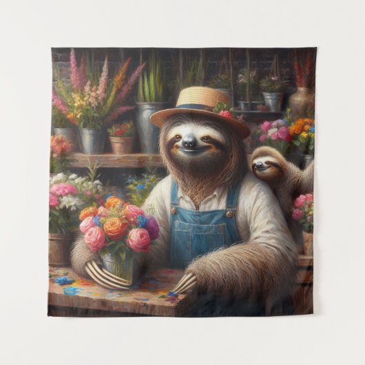 Sloth Florist Wandteppich (Vorderseite)