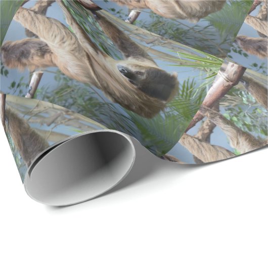 Sloth-Foto Geschenkpapier (Rolleneckpunkt)