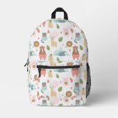 Sloth & Friends Pattern Bedruckter Rucksack (Vorderseite)
