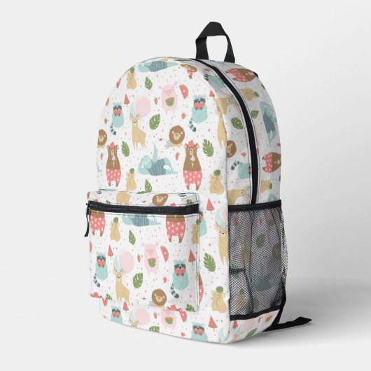 Sloth & Friends Pattern Bedruckter Rucksack (Rückseitige Ecke Rechts)