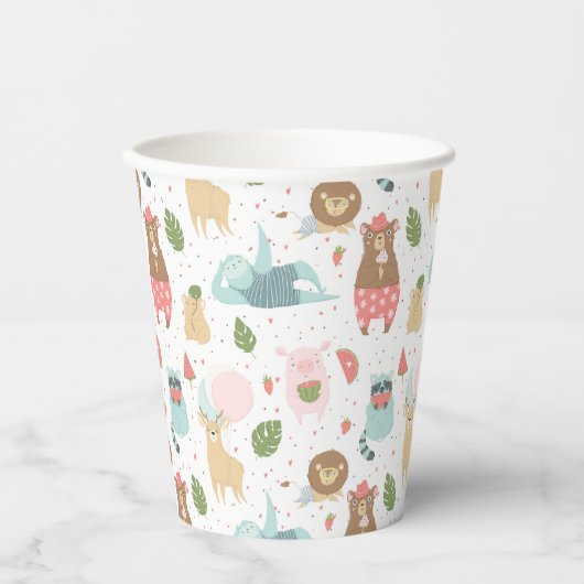 Sloth & Friends Pattern Pappbecher (Vorderseite)