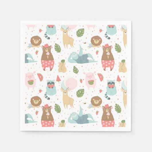 Sloth & Friends Pattern Serviette (Vorderseite)