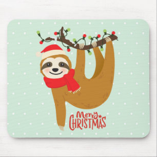 Sloth Frohe Weihnachten Niedlicher Feiertag Tier Mousepad