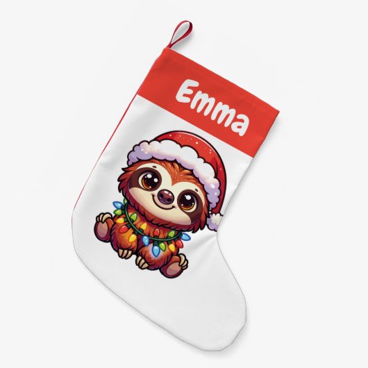Sloth Frohe Weihnachts-Wintertiere Niedliche Sloth Kleiner Weihnachtsstrumpf (Vorderansicht (hängend))