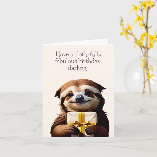 Sloth Funny Birthday Card Karte (Gelbe Blume)