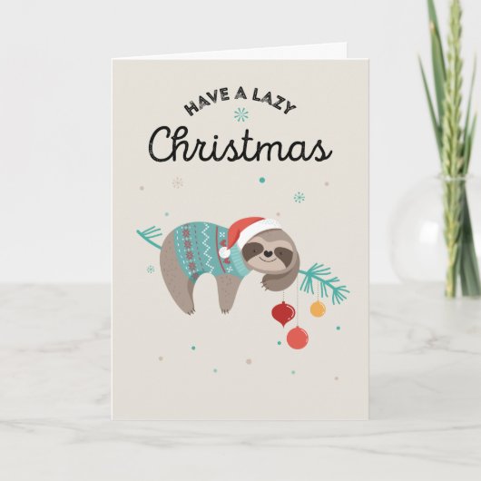 Sloth Funny Lazy Christmas Card Feiertagskarte (Vorderseite)
