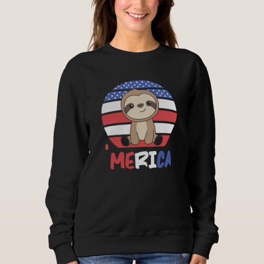 Sloth Funny Sloth 4. Juli Amerikaner Sweatshirt (Vorderseite)