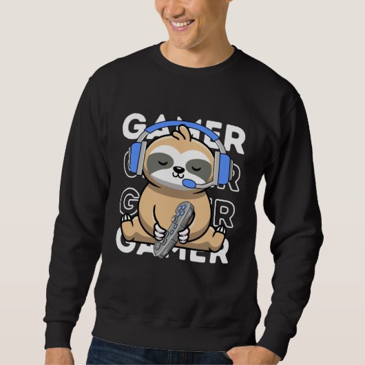 Sloth Gamer Cute Sloth Playing Video Games Boys Ki Sweatshirt (Vorderseite)