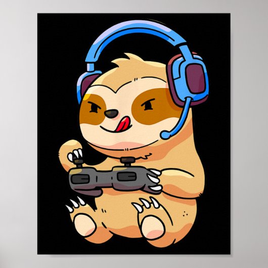 Sloth Gaming Sloths Video Game-Geschenk Poster (Vorne)