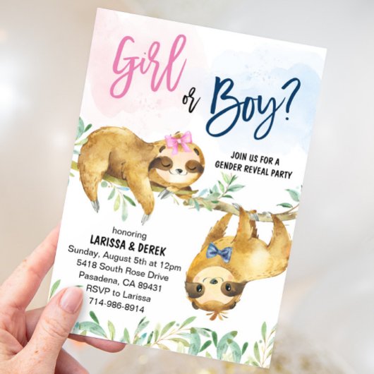 Sloth Gender Reveal Party Einladung