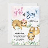 Sloth Gender Reveal Party Einladung (Vorderseite)