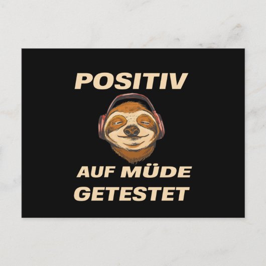 Sloth getestet positiv für getired postkarte (Vorderseite)