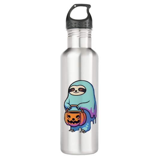 Sloth Ghost Halloween Oversifizierter T - Shirt Edelstahlflasche (Vorderseite)