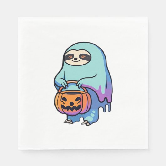 Sloth Ghost Halloween Oversifizierter T - Shirt Serviette (Vorderseite)