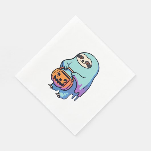 Sloth Ghost Halloween Oversifizierter T - Shirt Serviette (Ecke)